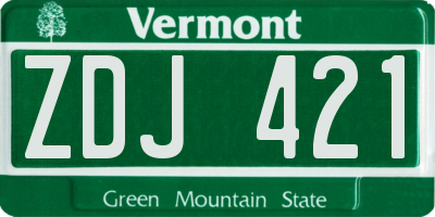VT license plate ZDJ421