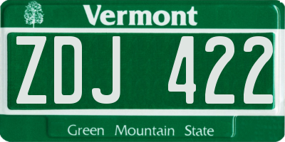 VT license plate ZDJ422
