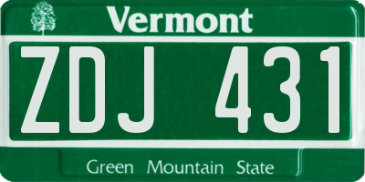 VT license plate ZDJ431