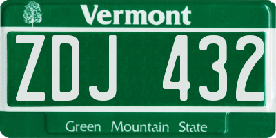 VT license plate ZDJ432