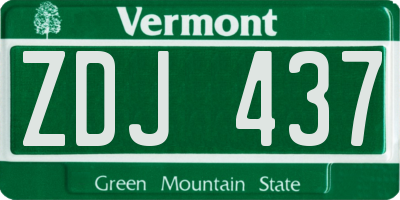 VT license plate ZDJ437