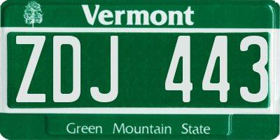 VT license plate ZDJ443