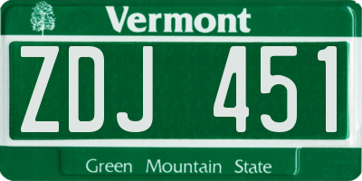 VT license plate ZDJ451