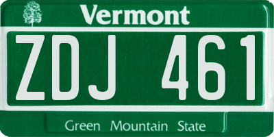 VT license plate ZDJ461