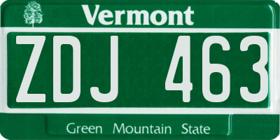 VT license plate ZDJ463
