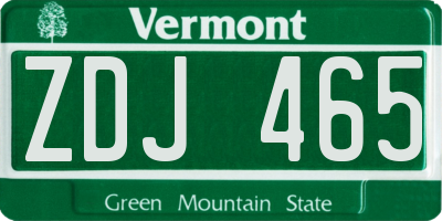 VT license plate ZDJ465