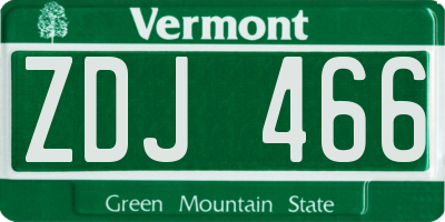 VT license plate ZDJ466