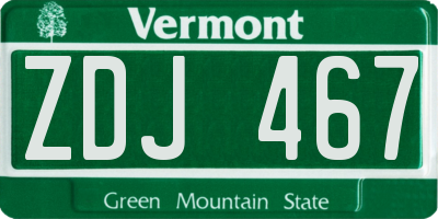 VT license plate ZDJ467