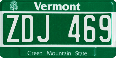 VT license plate ZDJ469