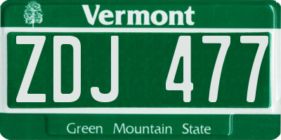 VT license plate ZDJ477