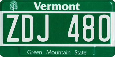 VT license plate ZDJ480