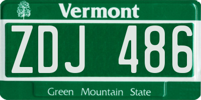 VT license plate ZDJ486