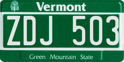 VT license plate ZDJ503