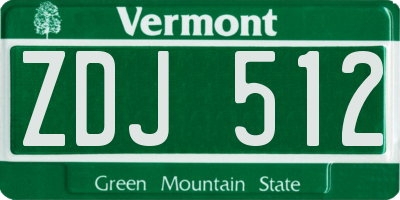 VT license plate ZDJ512