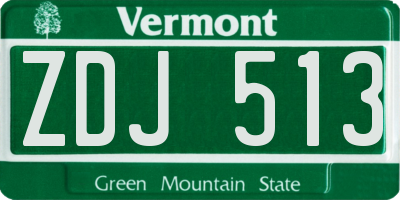 VT license plate ZDJ513