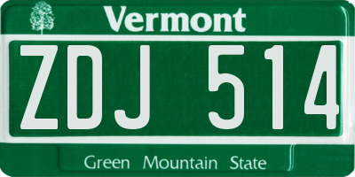 VT license plate ZDJ514