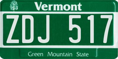 VT license plate ZDJ517