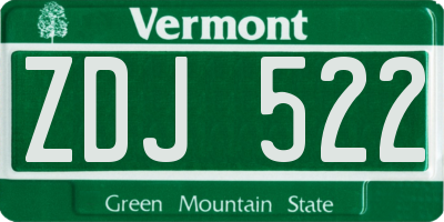 VT license plate ZDJ522