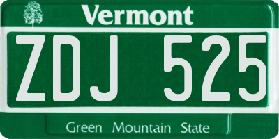 VT license plate ZDJ525
