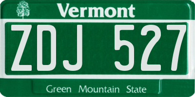 VT license plate ZDJ527