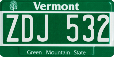 VT license plate ZDJ532