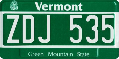 VT license plate ZDJ535