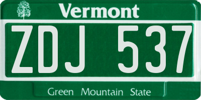 VT license plate ZDJ537