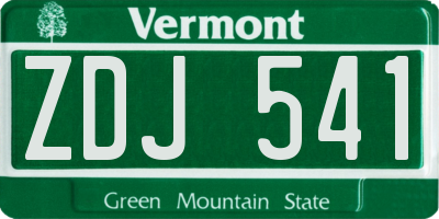 VT license plate ZDJ541