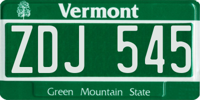 VT license plate ZDJ545