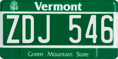 VT license plate ZDJ546