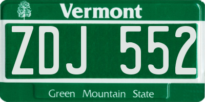 VT license plate ZDJ552