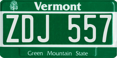 VT license plate ZDJ557