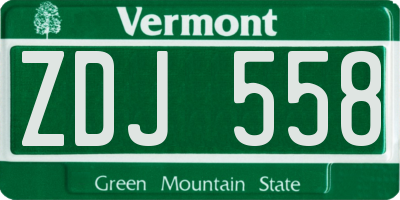 VT license plate ZDJ558