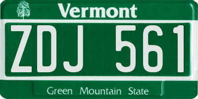 VT license plate ZDJ561