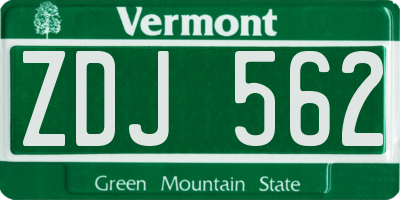 VT license plate ZDJ562