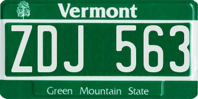 VT license plate ZDJ563