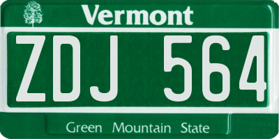 VT license plate ZDJ564