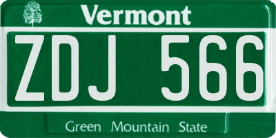VT license plate ZDJ566