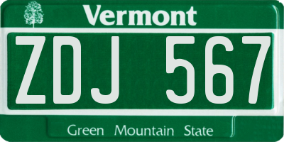 VT license plate ZDJ567