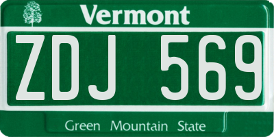 VT license plate ZDJ569