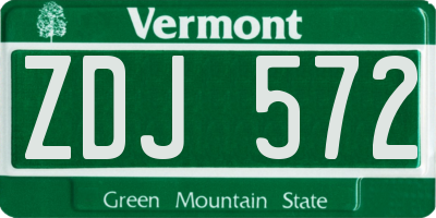 VT license plate ZDJ572
