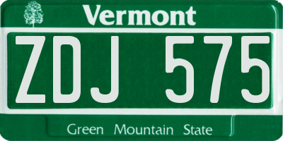 VT license plate ZDJ575