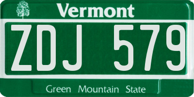 VT license plate ZDJ579