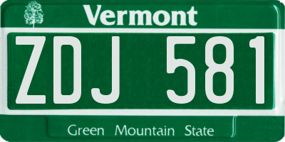 VT license plate ZDJ581