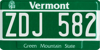 VT license plate ZDJ582