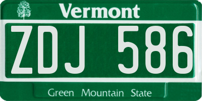 VT license plate ZDJ586