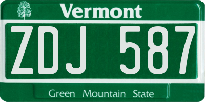 VT license plate ZDJ587