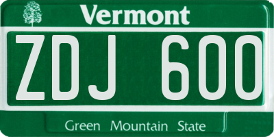 VT license plate ZDJ600