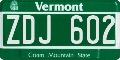 VT license plate ZDJ602