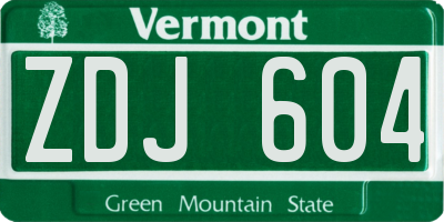 VT license plate ZDJ604
